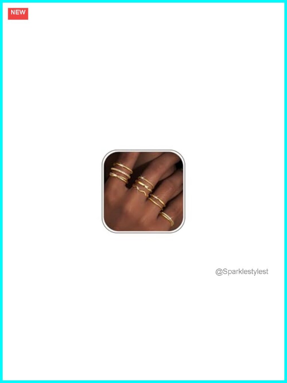 14K Gold Plated Adjustable Stackable CZ Ring Set 9pc
